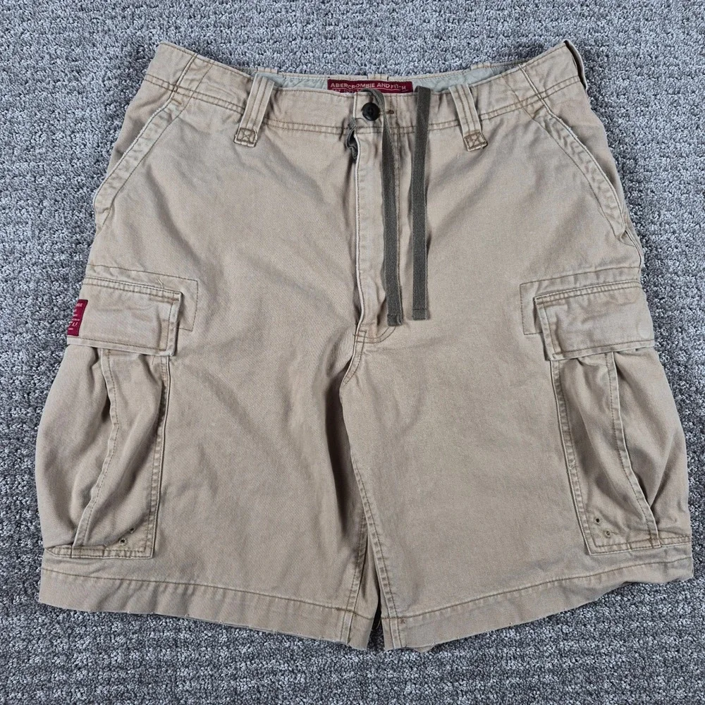 Vintage Abercrombie & Fitch Cargo Shorts Mens 33 Tan T-2083 Paratrooper Y2k 00s